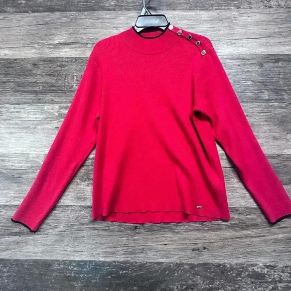 Calvin Klein Christmas 🤶 Red Mock Turtleneck Sweater XL - Picture 1 of 7
